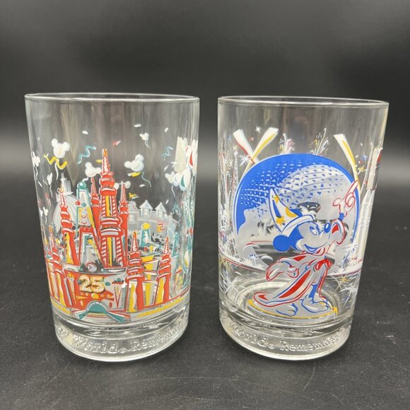 Vtg WALT DISNEY 25th Anniversary Glasses Set of 4 McDonald's Disneyana Tumblers - Picture 2 of 15